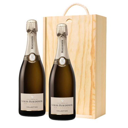 Louis Roederer Collection 245 Champagne 75cl Double Pine Wooden Gift Boxed (2x75cl)